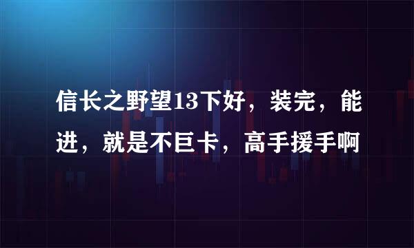 信长之野望13下好，装完，能进，就是不巨卡，高手援手啊