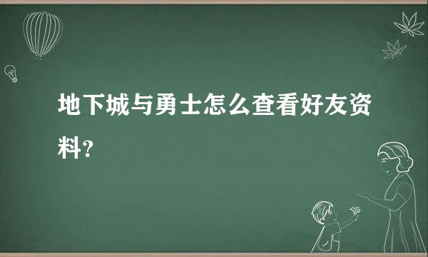 地下城与勇士怎么查看好友资料？