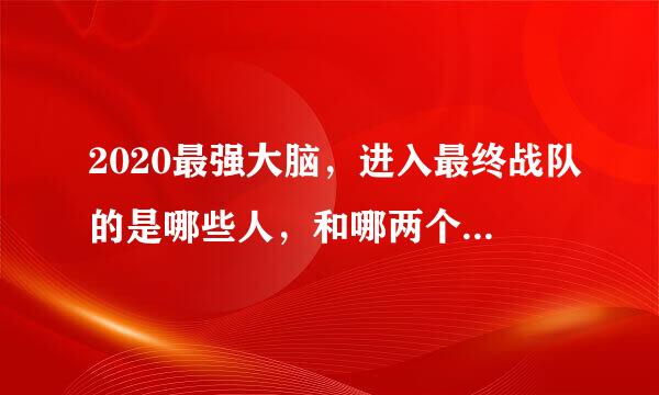 2020最强大脑，进入最终战队的是哪些人，和哪两个战队pk最终脑王呢？