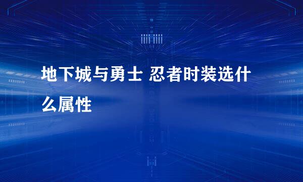 地下城与勇士 忍者时装选什么属性