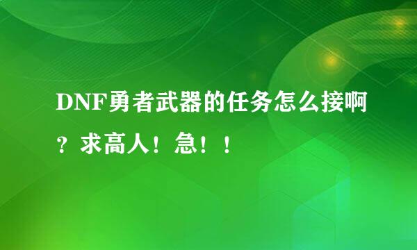 DNF勇者武器的任务怎么接啊？求高人！急！！