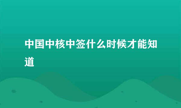 中国中核中签什么时候才能知道