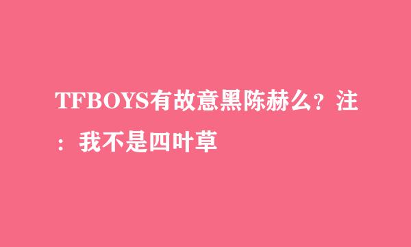 TFBOYS有故意黑陈赫么？注：我不是四叶草