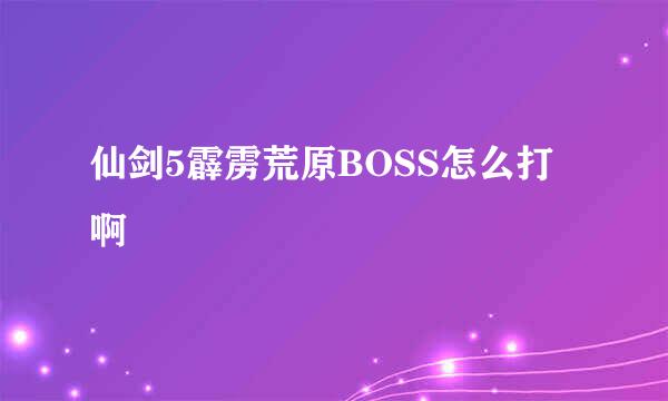 仙剑5霹雳荒原BOSS怎么打啊