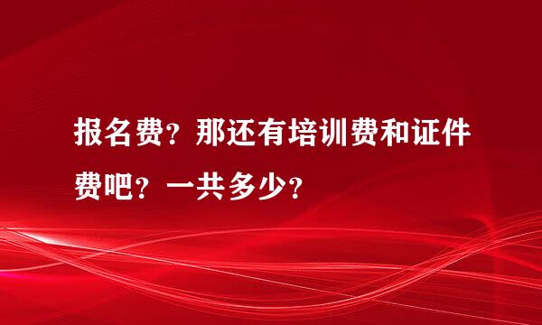 报名费？那还有培训费和证件费吧？一共多少？