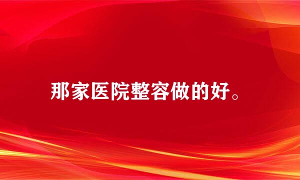 那家医院整容做的好。