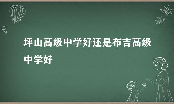 坪山高级中学好还是布吉高级中学好