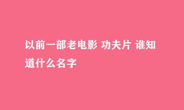 以前一部老电影 功夫片 谁知道什么名字