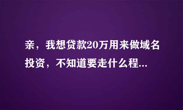 亲，我想贷款20万用来做域名投资，不知道要走什么程序，贷款的利息是怎么样呢？