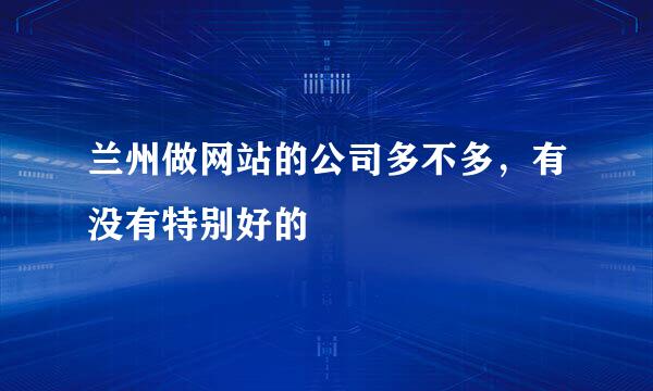 兰州做网站的公司多不多，有没有特别好的