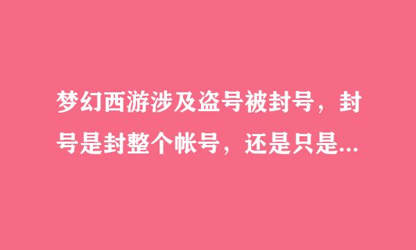 梦幻西游涉及盗号被封号，封号是封整个帐号，还是只是封ID号。我帐号里在别的服务器还有一个号，别的服...