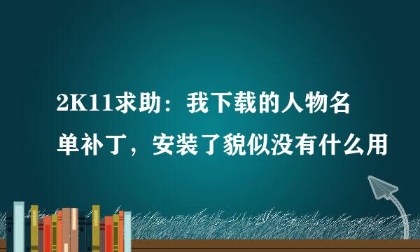 2K11求助：我下载的人物名单补丁，安装了貌似没有什么用