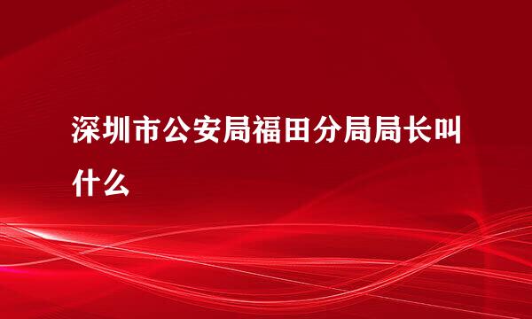 深圳市公安局福田分局局长叫什么