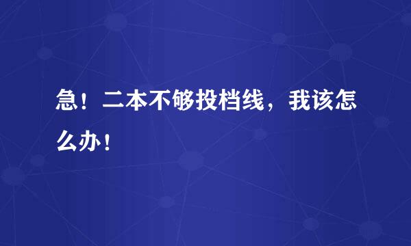 急！二本不够投档线，我该怎么办！