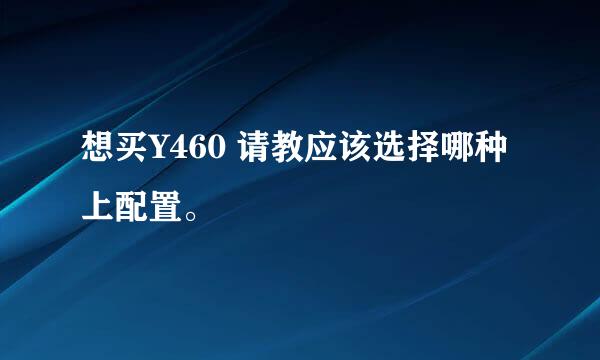 想买Y460 请教应该选择哪种上配置。