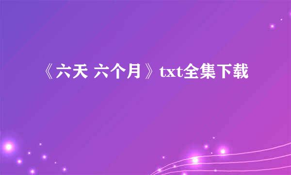 《六天 六个月》txt全集下载