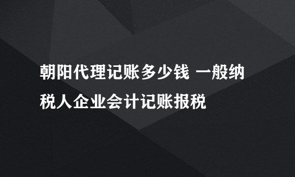 朝阳代理记账多少钱 一般纳税人企业会计记账报税