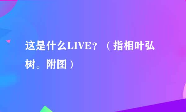 这是什么LIVE？（指相叶弘树。附图）