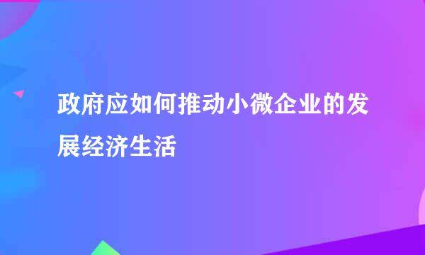 政府应如何推动小微企业的发展经济生活