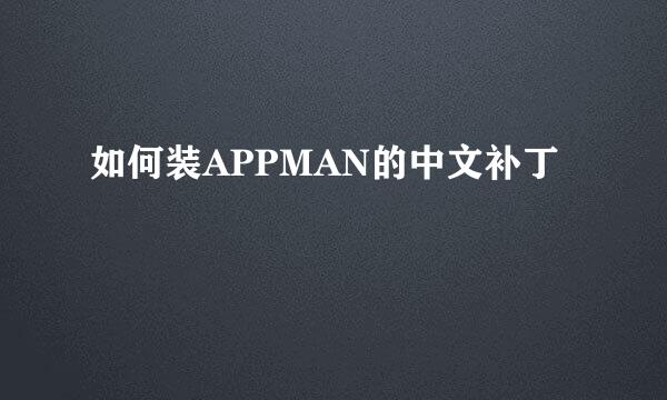 如何装APPMAN的中文补丁