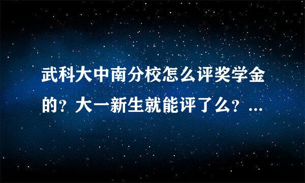 武科大中南分校怎么评奖学金的？大一新生就能评了么？本科与专科是否是一样的？