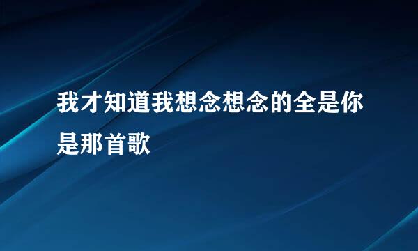 我才知道我想念想念的全是你是那首歌