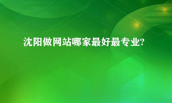 沈阳做网站哪家最好最专业?