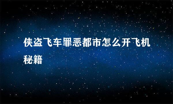 侠盗飞车罪恶都市怎么开飞机秘籍