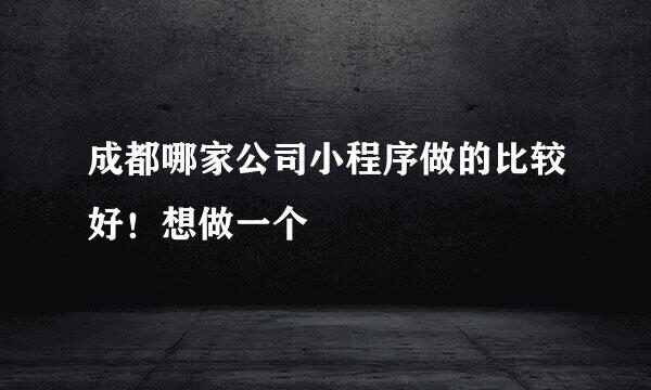 成都哪家公司小程序做的比较好！想做一个