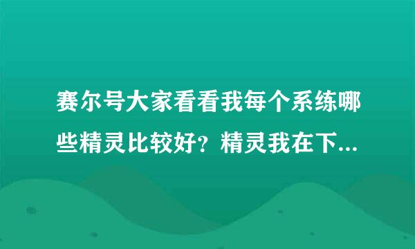 赛尔号大家看看我每个系练哪些精灵比较好？精灵我在下面列出来，一定要说我列的，没列的说了不选