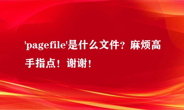 'pagefile'是什么文件？麻烦高手指点！谢谢！