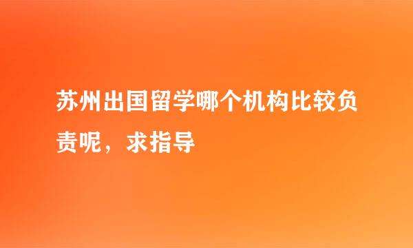 苏州出国留学哪个机构比较负责呢，求指导