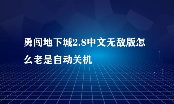 勇闯地下城2.8中文无敌版怎么老是自动关机