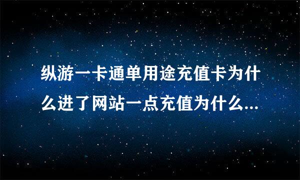 纵游一卡通单用途充值卡为什么进了网站一点充值为什么没有反应