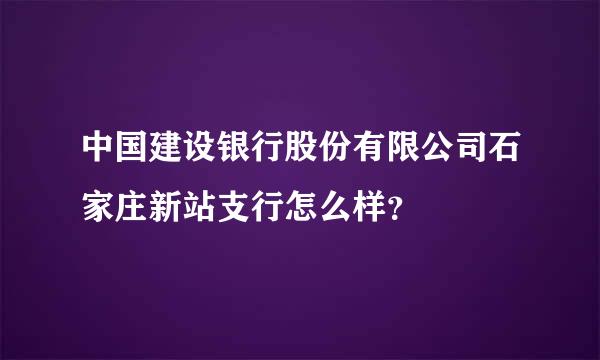 中国建设银行股份有限公司石家庄新站支行怎么样？