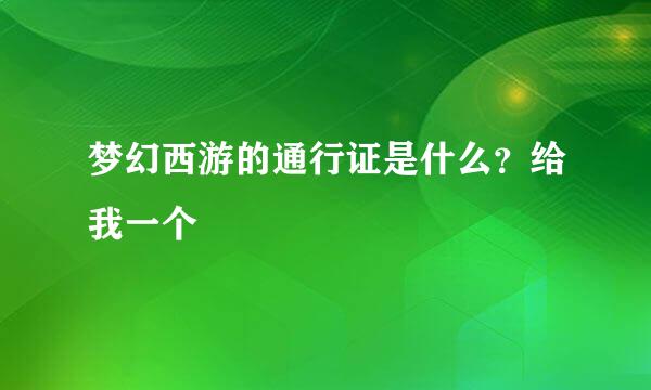 梦幻西游的通行证是什么？给我一个