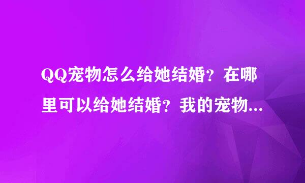 QQ宠物怎么给她结婚？在哪里可以给她结婚？我的宠物都21岁了