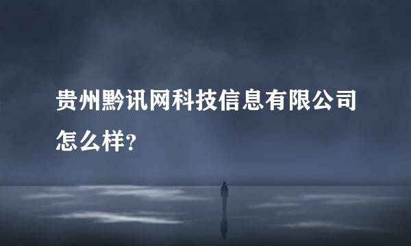 贵州黔讯网科技信息有限公司怎么样？