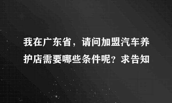 我在广东省，请问加盟汽车养护店需要哪些条件呢？求告知