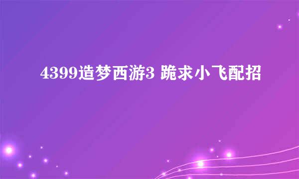 4399造梦西游3 跪求小飞配招