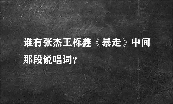 谁有张杰王栎鑫《暴走》中间那段说唱词？