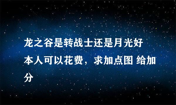 龙之谷是转战士还是月光好 本人可以花费，求加点图 给加分