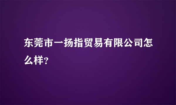 东莞市一扬指贸易有限公司怎么样？