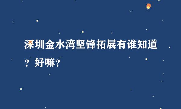 深圳金水湾坚锋拓展有谁知道？好嘛？