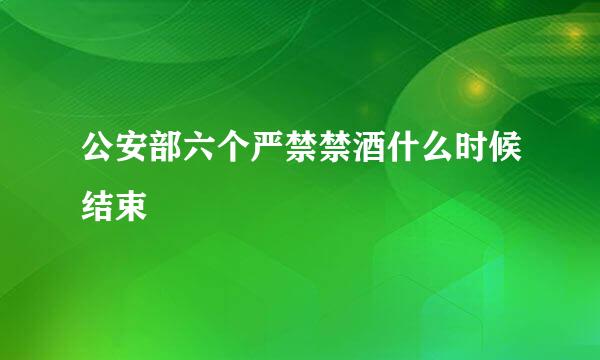 公安部六个严禁禁酒什么时候结束