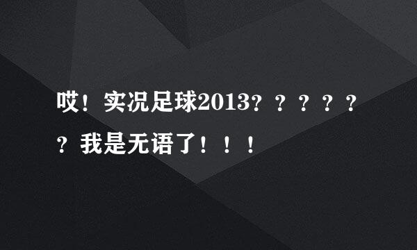 哎！实况足球2013？？？？？？我是无语了！！！