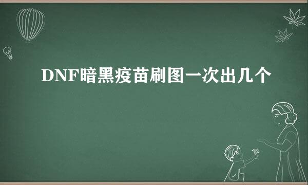 DNF暗黑疫苗刷图一次出几个