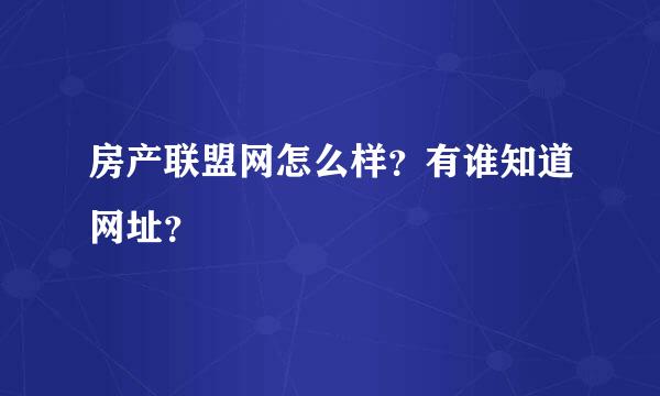 房产联盟网怎么样？有谁知道网址？