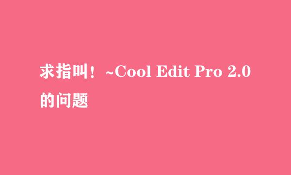 求指叫！~Cool Edit Pro 2.0的问题