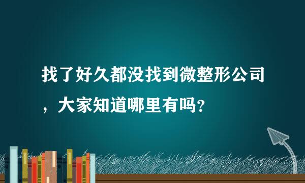 找了好久都没找到微整形公司，大家知道哪里有吗？